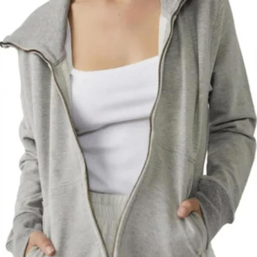 FP Movement by Free People Light Gray Zip-Up Hoodie